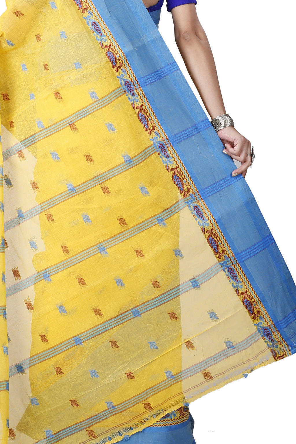 Yellow Pure Cotton Provati Tant Saree (1073)